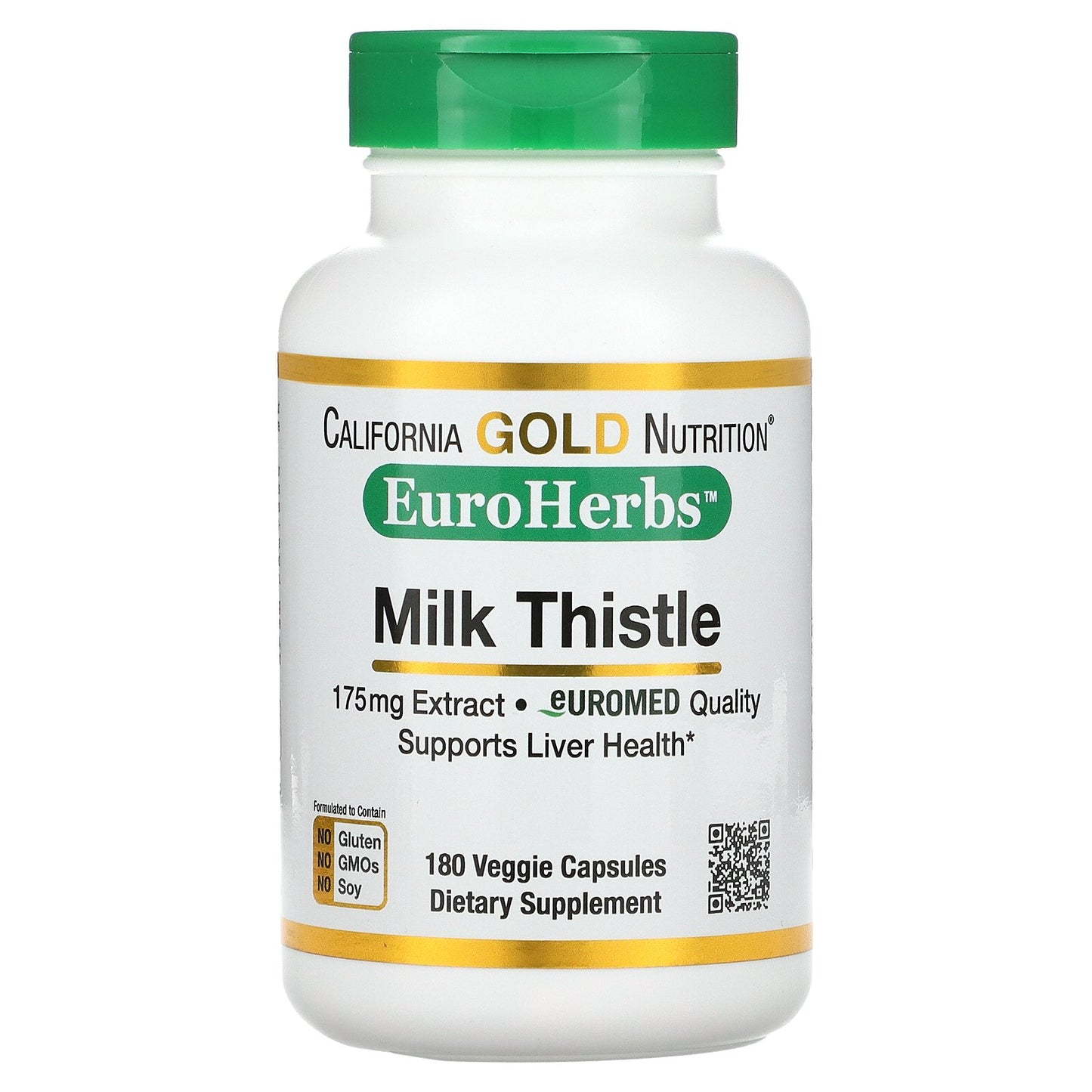 California Gold Nutrition, EuroHerbs, Milk Thistle Extract, Euromed Quality, 175 mg, 180 Veggie Capsules