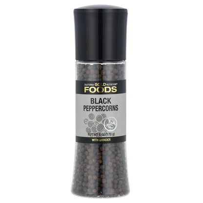 California Gold Nutrition, FOODS - Black Peppercorns Grinder, 6 oz (170 g)