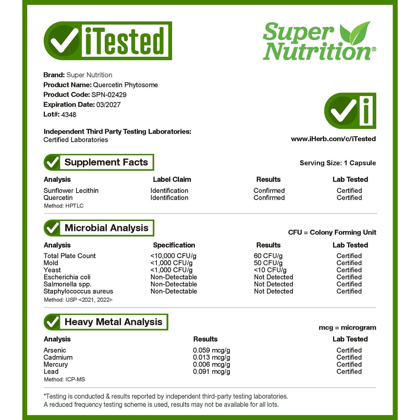 Super Nutrition, Quercetin Phytosome Quercefit®, 250 mg, 60 Veggie Capsules