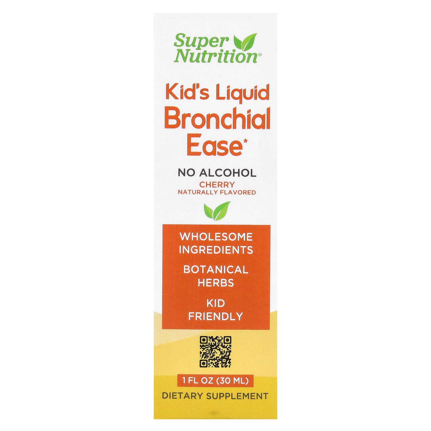 Super Nutrition, Kid's Liquid Bronchial Ease, No Alcohol, Cherry, 1 fl oz (30 ml)