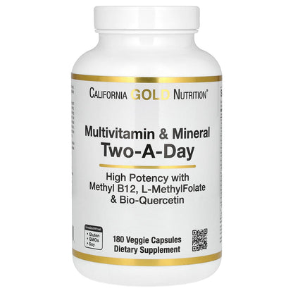 California Gold Nutrition, Multivitamin and Mineral, Two-A-Day, 180 Veggie Capsules