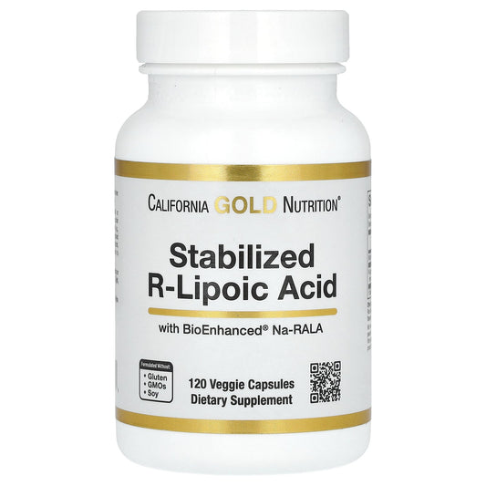 California Gold Nutrition, Stabilized R-Lipoic Acid with Bio-Enhanced® Na-RALA and Biotin, 120 Veggie Capsules