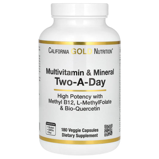 California Gold Nutrition, Multivitamin and Mineral, Two-A-Day, 180 Veggie Capsules