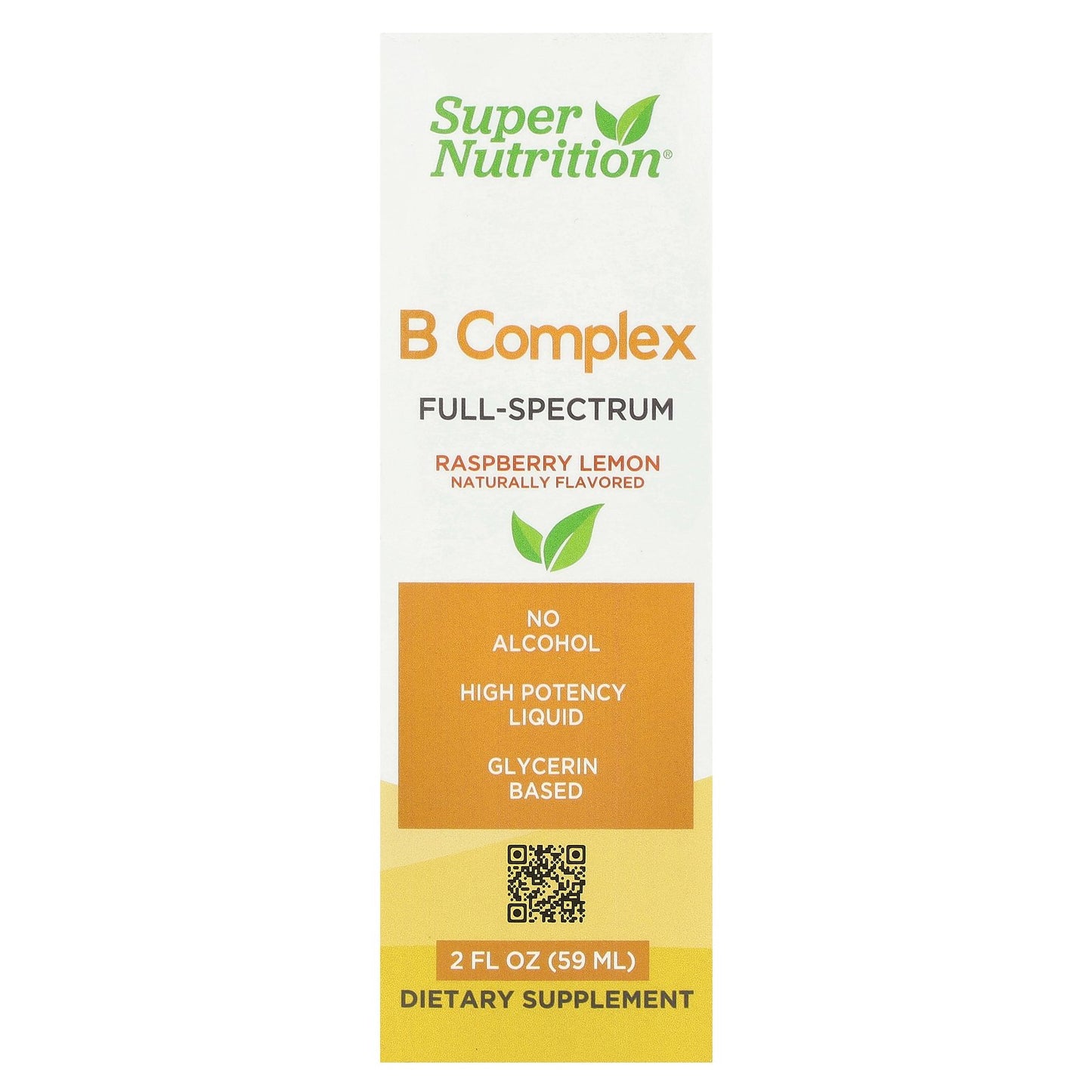 Super Nutrition, B Complex, Full Spectrum, Raspberry Lemon, 2 fl oz (59 ml)