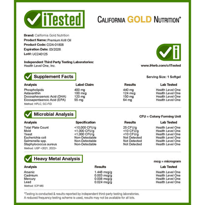 California Gold Nutrition, Premium Krill Oil with Superba2™, 1,000 mg, 60 Softgels