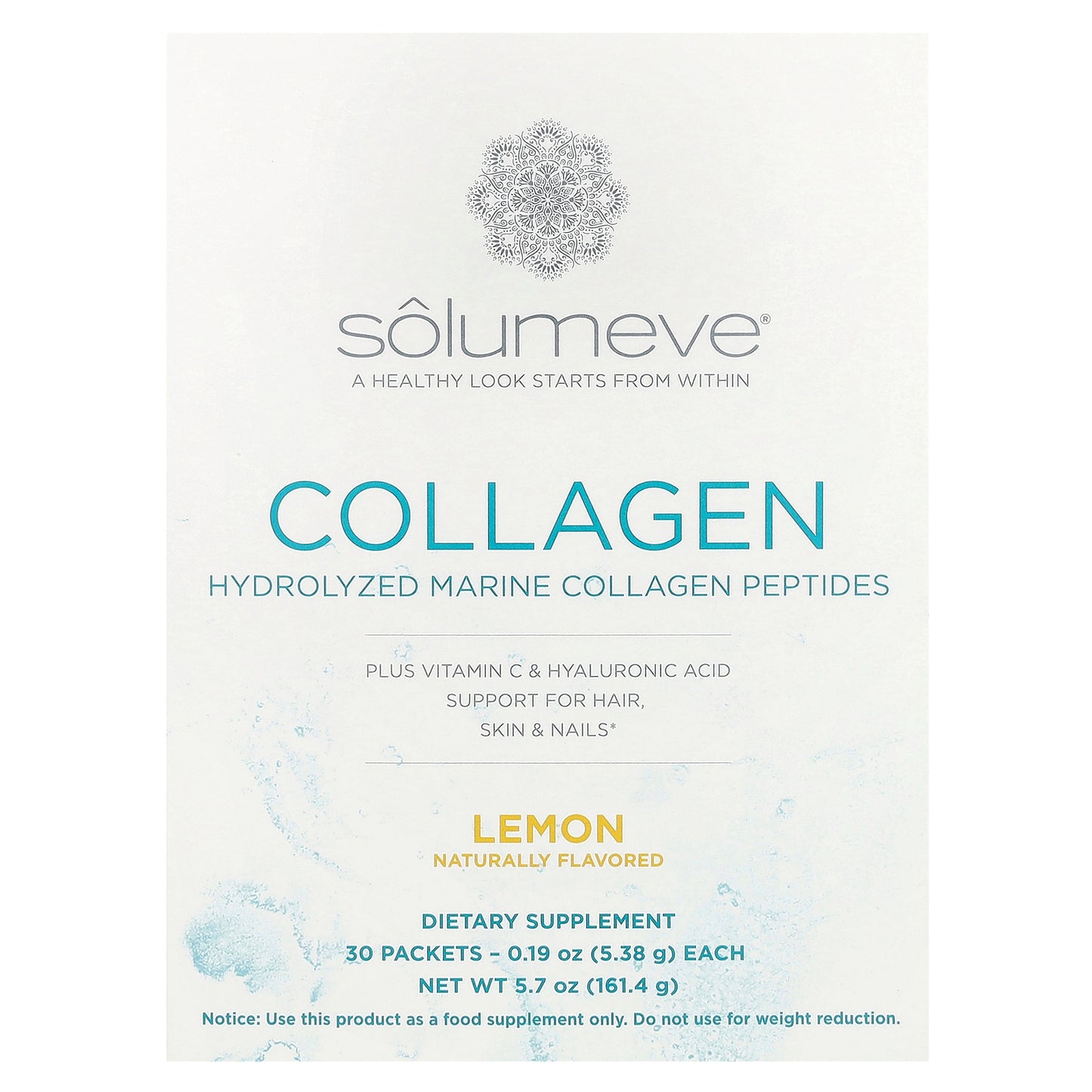 Solumeve, Marine Collagen Peptides Plus Vitamin C and Hyaluronic Acid, Lemon, 30 Packets, 0.19 oz (5.38 g) Each