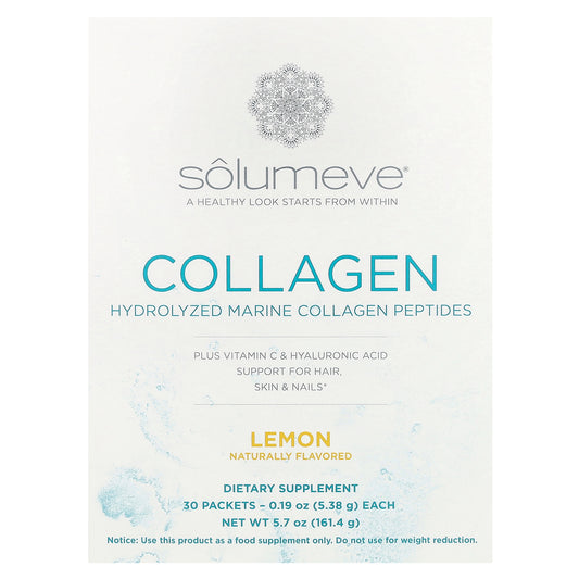 Solumeve, Marine Collagen Peptides Plus Vitamin C and Hyaluronic Acid, Lemon, 30 Packets, 0.19 oz (5.38 g) Each