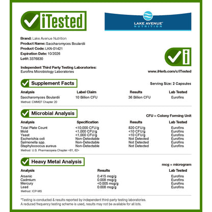 Lake Avenue Nutrition, Saccharomyces Boulardii, 10 Billion CFU, 180 Veggie Capsules