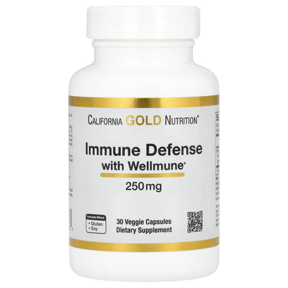 California Gold Nutrition, Immune Defense with Wellmune®, Beta-Glucan, 250 mg, 30 Veggie Capsules