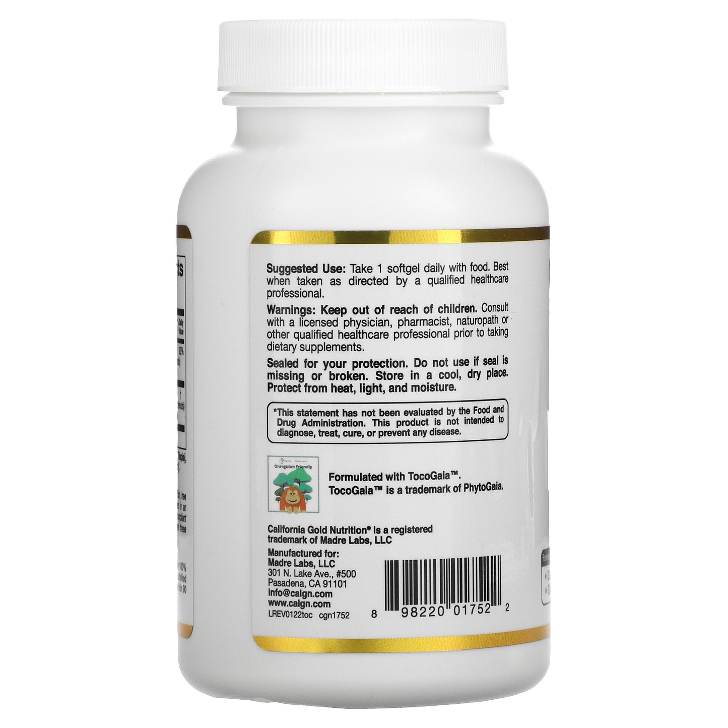 California Gold Nutrition, Tocotrienol Complex, 150 Fish Gelatin Softgels