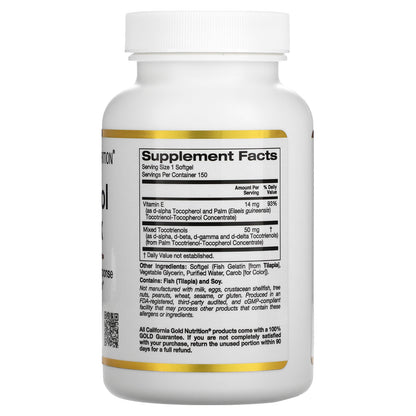 California Gold Nutrition, Tocotrienol Complex, Vitamin E and Mixed Tocotrienols, 150 Fish Gelatin Softgels