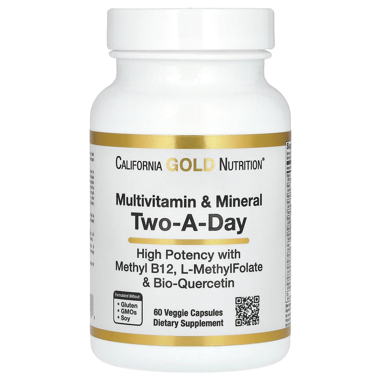 California Gold Nutrition, Multivitamin and Mineral, Two-A-Day, 60 Veggie Capsules