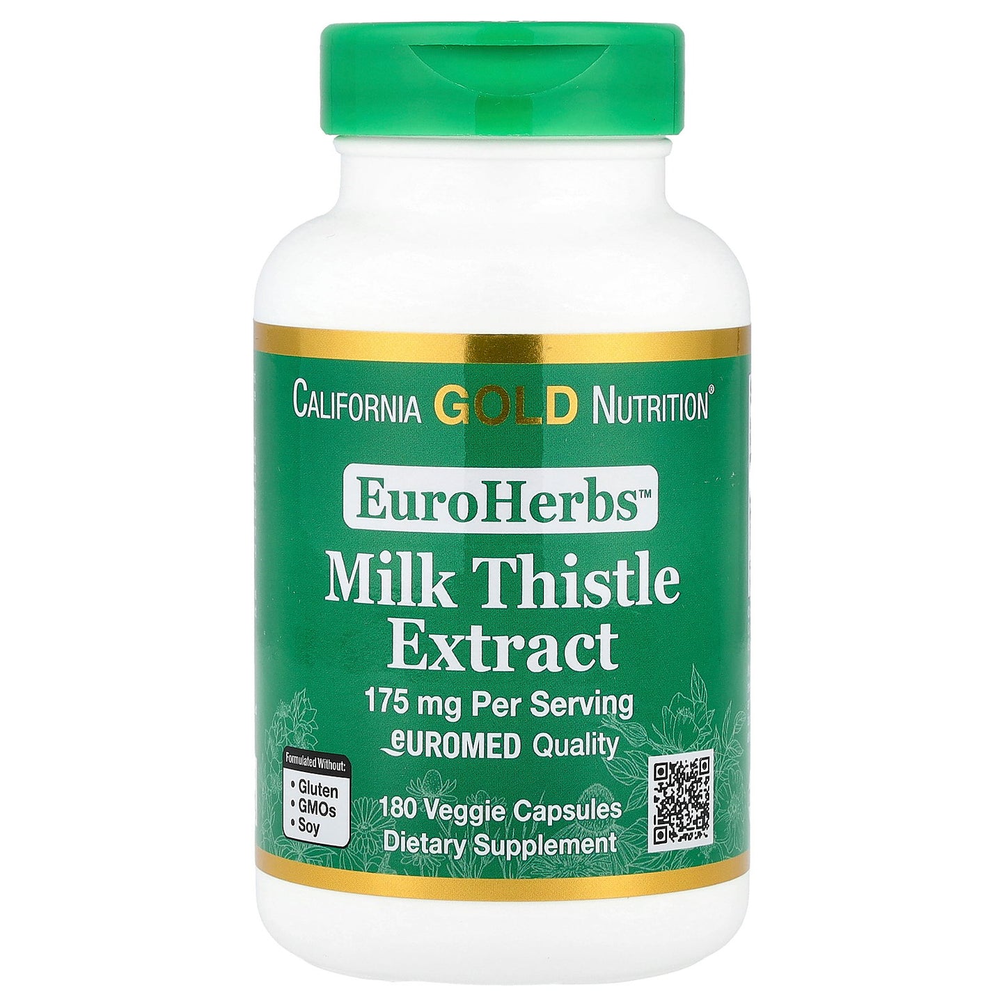 California Gold Nutrition, EuroHerbs, Milk Thistle Extract, Euromed Quality, 175 mg, 180 Veggie Capsules