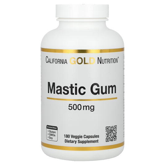 California Gold Nutrition, Mastic Gum with Calcium, 500 mg, 180 Veggie Capsules