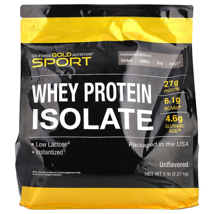 California Gold Nutrition, Sport, Whey Protein Isolate, Unflavored, 5 lb (2.27 kg)