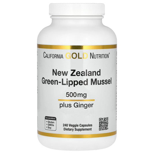 California Gold Nutrition, New Zealand Green-Lipped Mussel with Ginger Extract, 500 mg, 240 Veggie Capsules