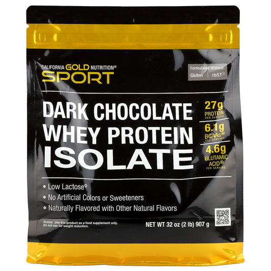 California Gold Nutrition, Sport, Whey Protein Isolate, Dark Chocolate , 2 lb (907 g)