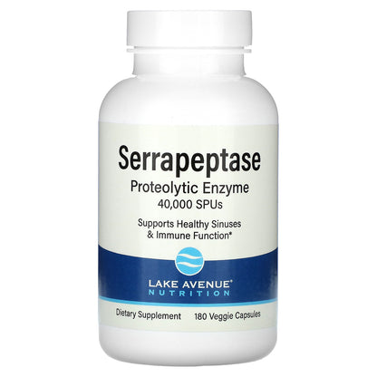 Lake Avenue Nutrition, Serrapeptase, Proteolytic Enzyme, 40,000 SPUs, 180 Veggie Capsules