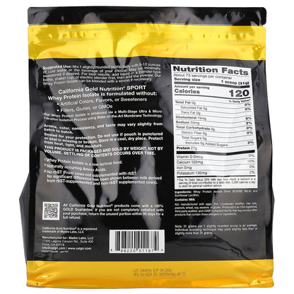 California Gold Nutrition, Sport, Whey Protein Isolate, Unflavored, 5 lb (2.27 kg)