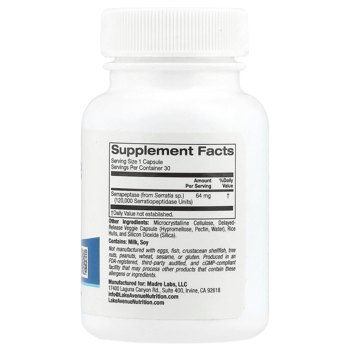 Lake Avenue Nutrition, Serrapeptase, Proteolytic Enzyme, 120,000 SPUs, 30 Veggie Capsules