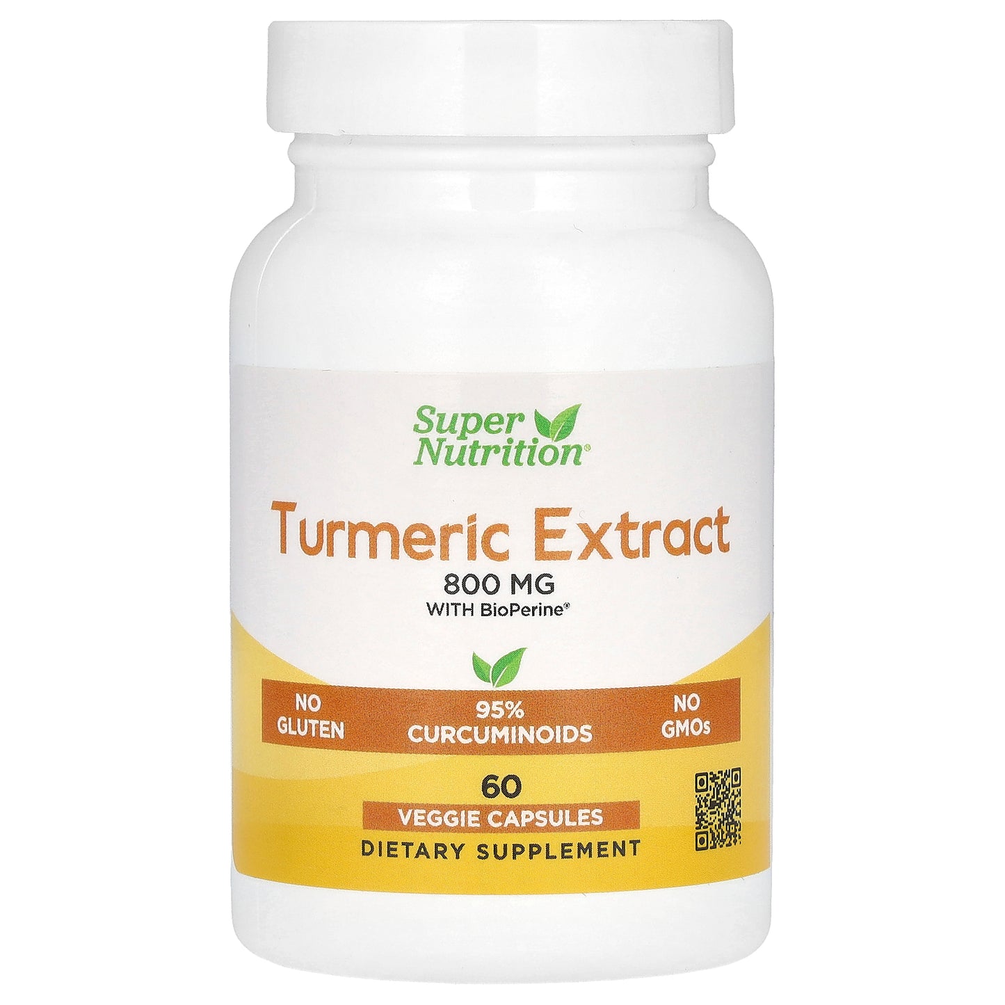 Super Nutrition, Turmeric Extract with BioPerine, 800 mg, 60 Veggie Capsules