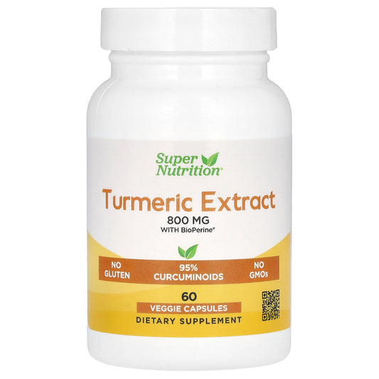 Super Nutrition, Turmeric Extract with BioPerine, 800 mg, 60 Veggie Capsules