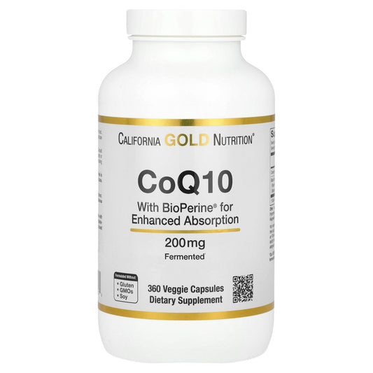 California Gold Nutrition, CoQ10 with Bioperine®, 200 mg, 360 Veggie Capsules