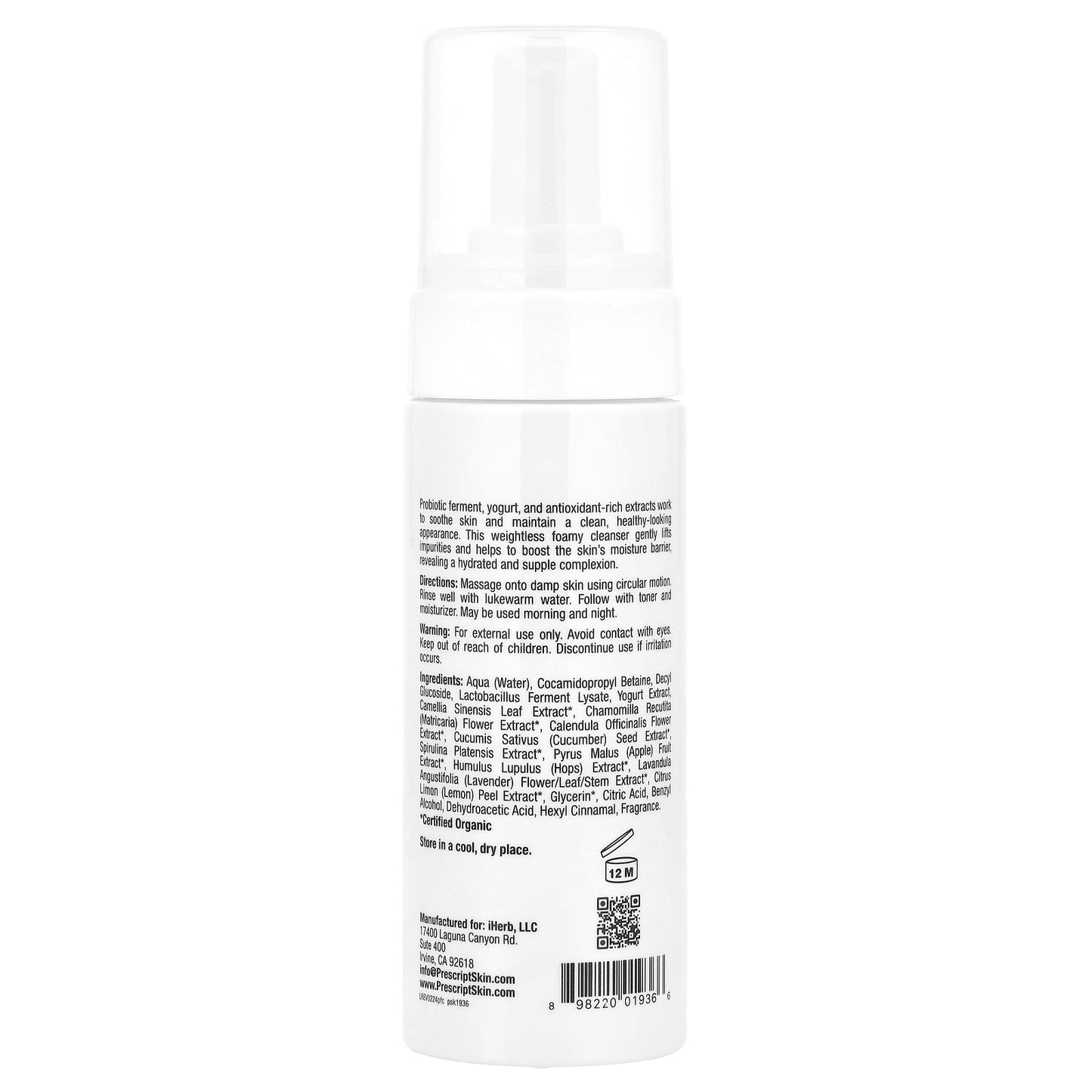 PrescriptSkin, Probiotic Foaming Cleanser, 5.4 fl oz (160 ml)