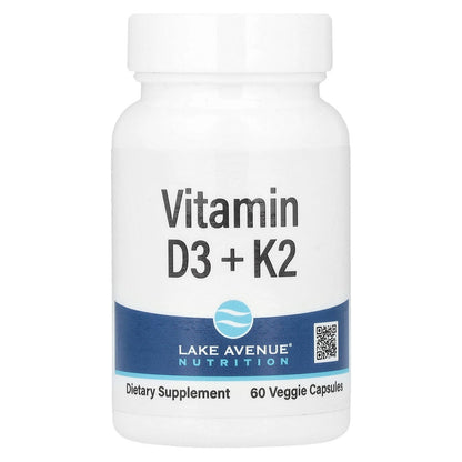 Lake Avenue Nutrition, Vitamin D3 + K2, 60 Veggie Capsules