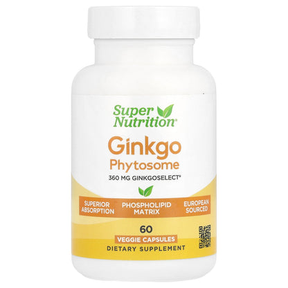 Super Nutrition, Ginkgo Phytosome, 360 mg, 60 Veggie Capsules