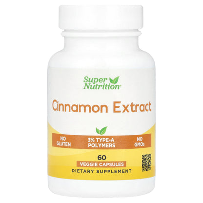 Super Nutrition, Cinnamon Extract, 500 mg, 60 Veggie Capsules (250 mg Per Capsule)