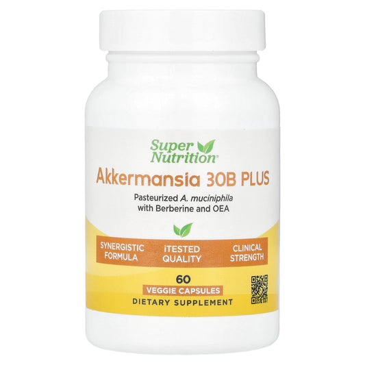 Super Nutrition, Akkermansia 30B PLUS with Berberine and OEA, 60  Veggie Capsules