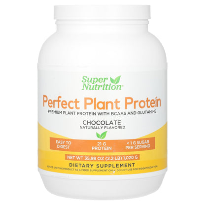 Super Nutrition, Perfect Plant Protein, Chocolate, 2.2 lbs (1,020 g)