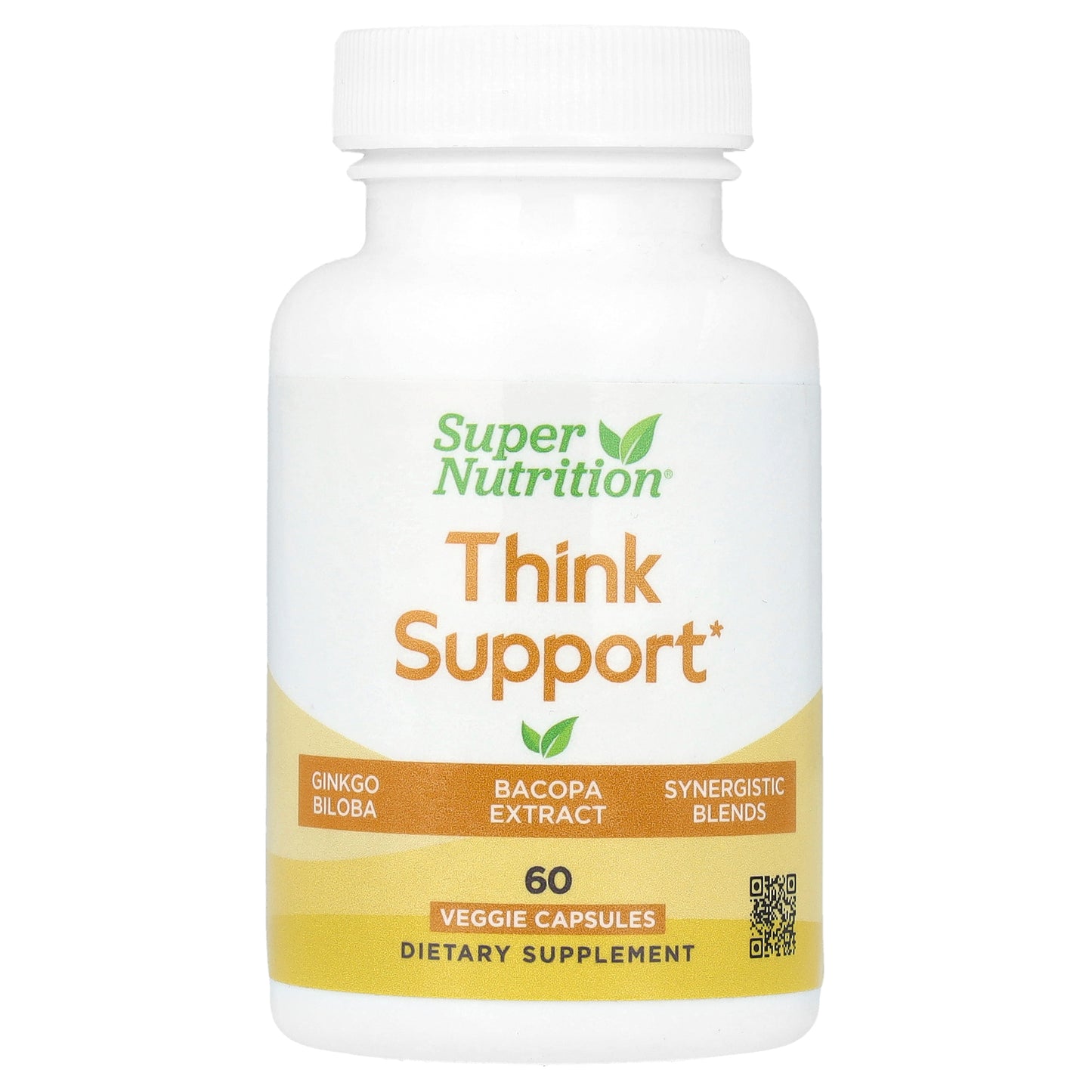 Super Nutrition, Think Support, with Ginkgo Biloba, Skullcap, Gotu Kola, Bacopa and Enzymes, 60 Veggie Capsules