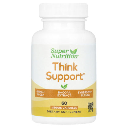 Super Nutrition, Think Support, with Ginkgo Biloba, Skullcap, Gotu Kola, Bacopa and Enzymes, 60 Veggie Capsules