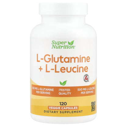 Super Nutrition, L-Glutamine + L-Leucine, 120 Veggie Capsules