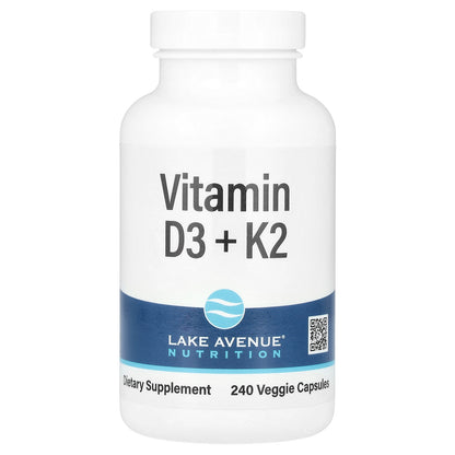 Lake Avenue Nutrition, Vitamin D3 + K2, 240 Veggie Capsules