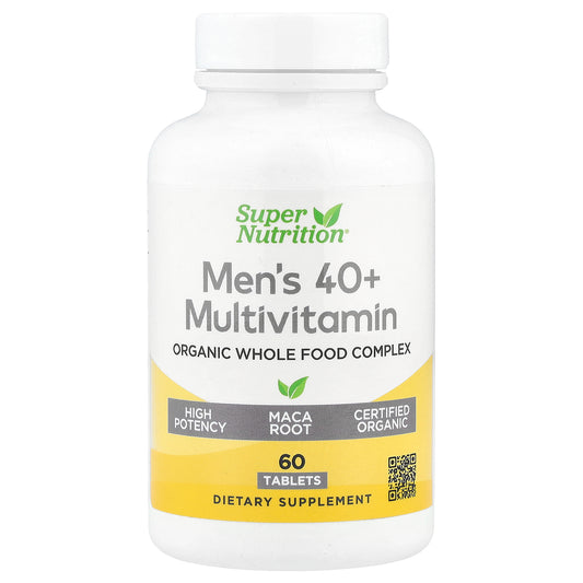 Super Nutrition, Organic Whole Food Men’s 40+ Multivitamin, 60 Tablets