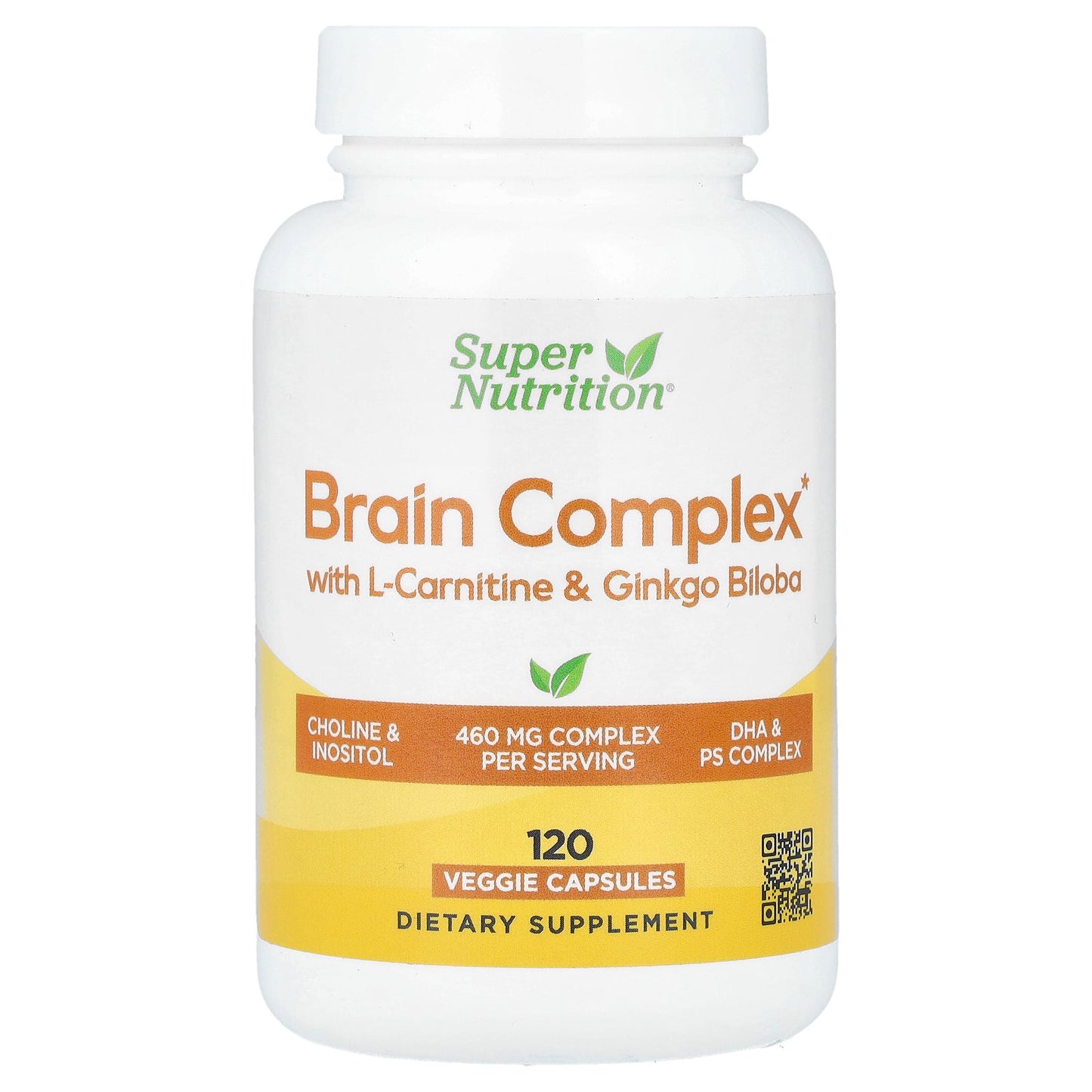 Super Nutrition, Brain Complex with L-Carnitine & Ginkgo Biloba, 120 Veggie Capsules