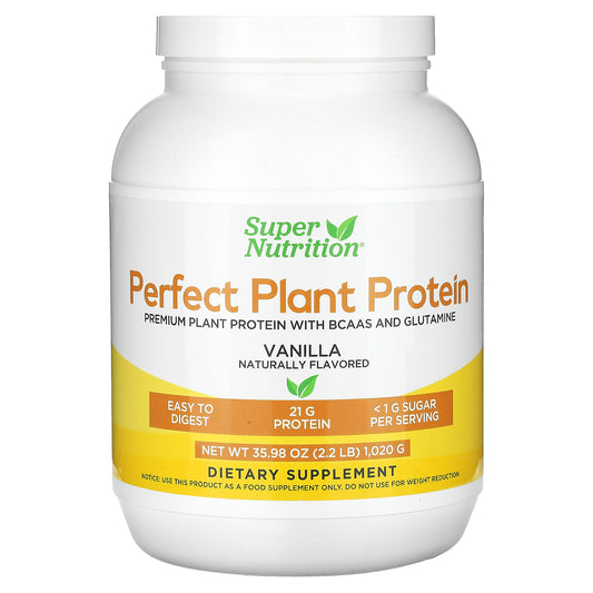 Super Nutrition, Perfect Plant Protein, Vanilla, 2.2 lbs (1,020 g)