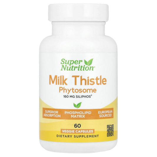 Super Nutrition, Milk Thistle Phytosome, 160 mg, 60 Veggie Capsules