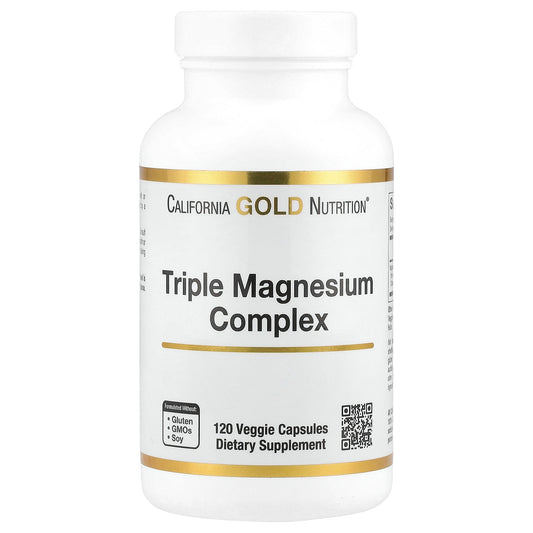 California Gold Nutrition, Triple Magnesium Complex, 210 mg, 120 Veggie Capsules (105 mg per Capsule)